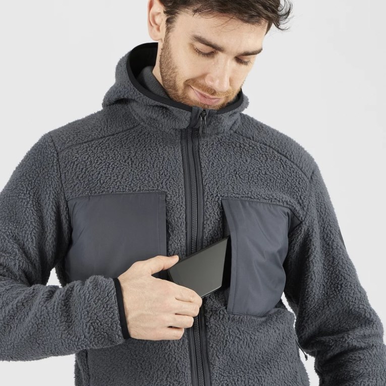 Dark Grey Salomon Essential Warm Teddy Men's Jackets | PH 94230T